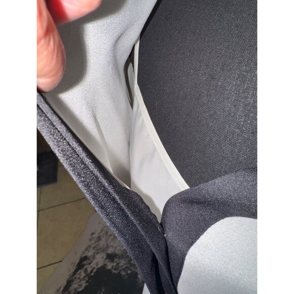 Liz Claiborne Black White Button-Up L/S Semi Sheer Blouse XL Petite Office Siren - Picture 8 of 9